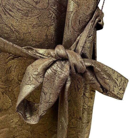 SUSAN GRAVER Womens Top Medium Gold Metallic Stretch Tunic 3/4 Sleeve w/ Belt - Picture 8 of 10